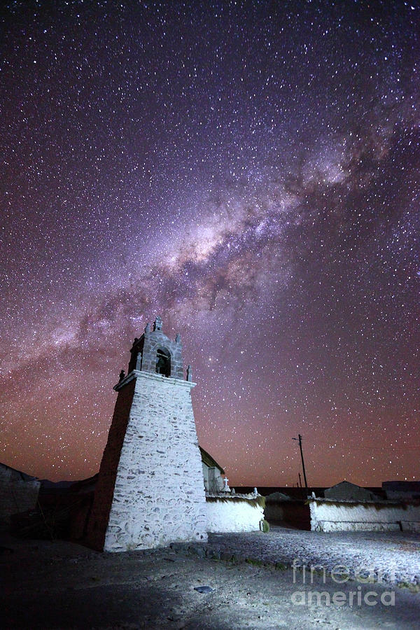 Guallatiri Village Church and Milky Way Chile Photograph by James Brunker