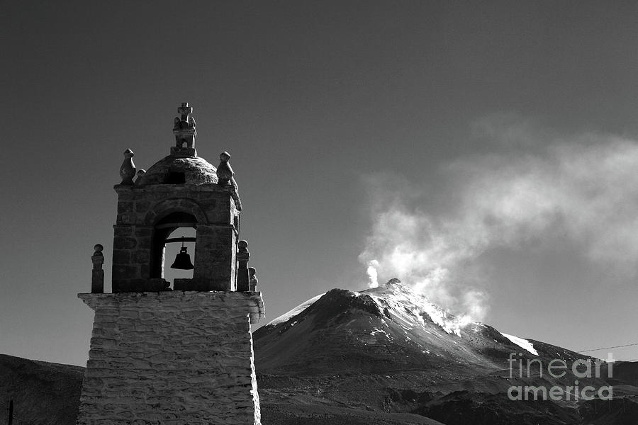 Guallatiri Volcano in Black and White Chile Photograph by James Brunker