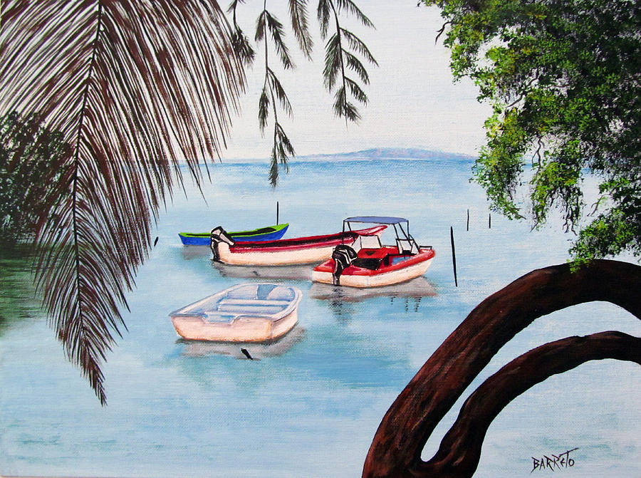 Guanica Bay Painting by Gloria E Barreto-Rodriguez