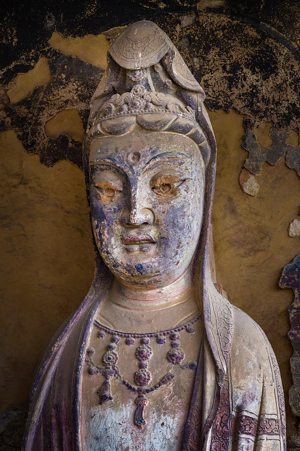 Guanyin Bodhisattva Maijishan Grottoes Tianshui Gansu China Photograph by Adam Rainoff