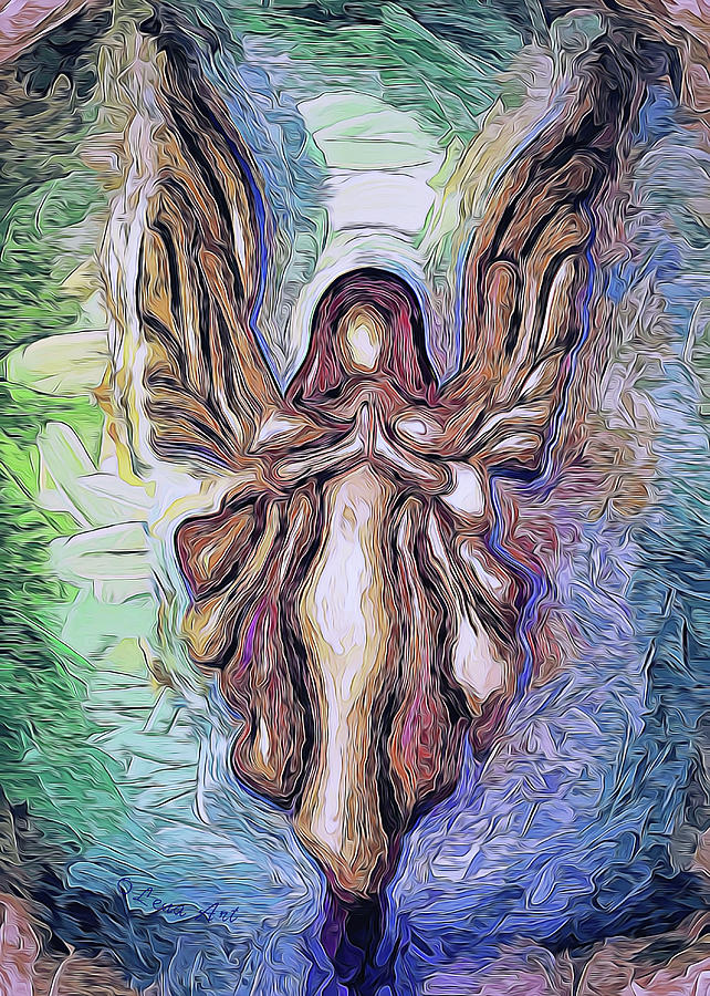 Guardian Angel - 2 Painting by Lena Owens - OLena Art Vibrant Palette Knife and Graphic Design