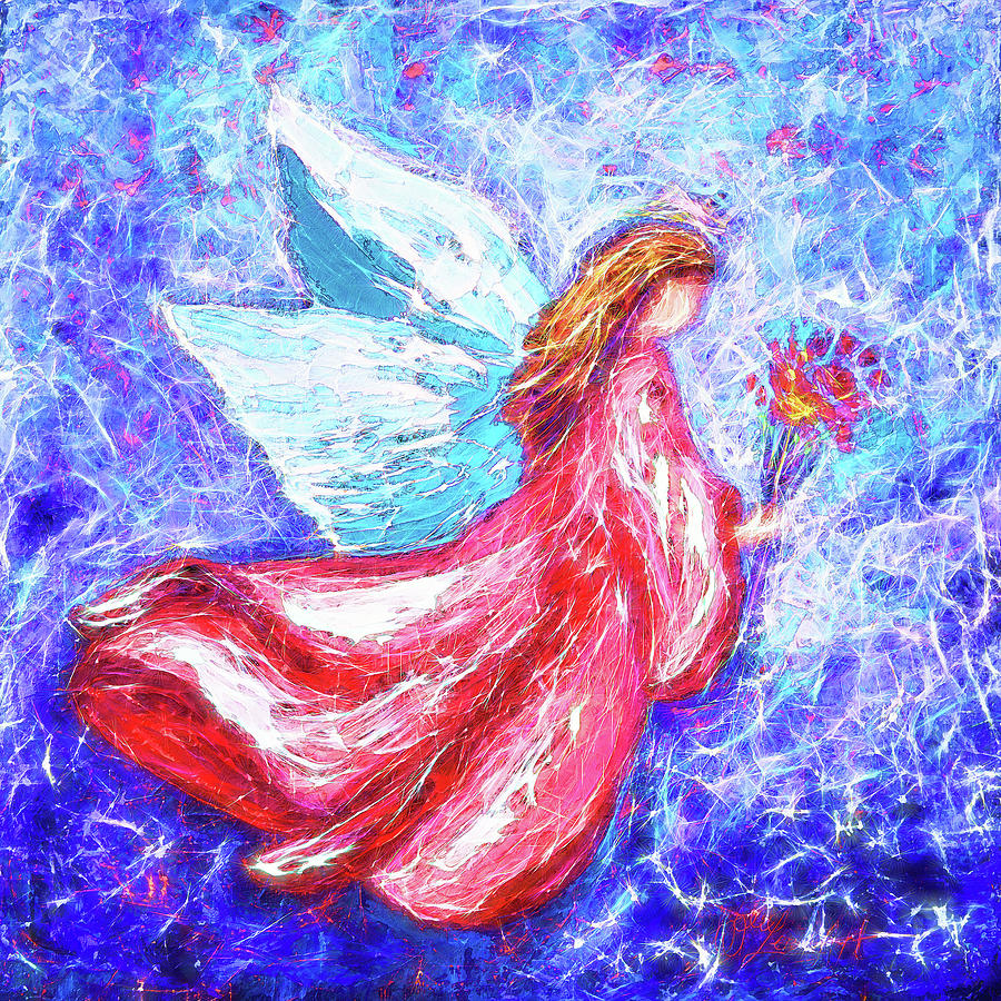 Guardian Angel Painting by Lena Owens - OLena Art Vibrant Palette Knife and Graphic Design