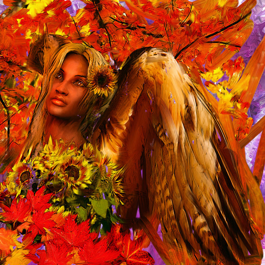 Angel Painting - Guardian Angel/Autumn by Suzanne Silvir