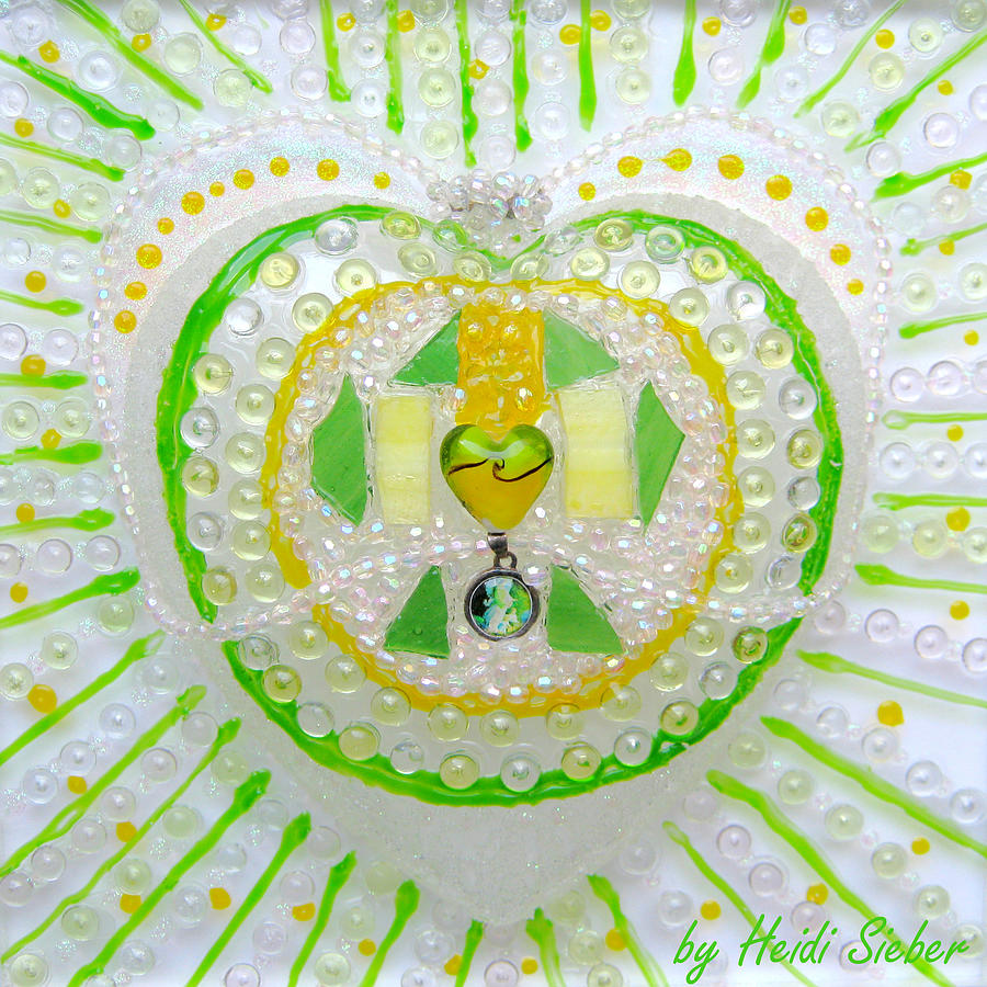 Acrylic Glass Glass Art - Guardian Angel Heart by Heidi Sieber