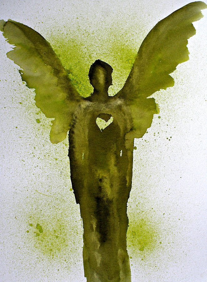 Guardian Angels Golden Heart Painting by Alma Yamazaki