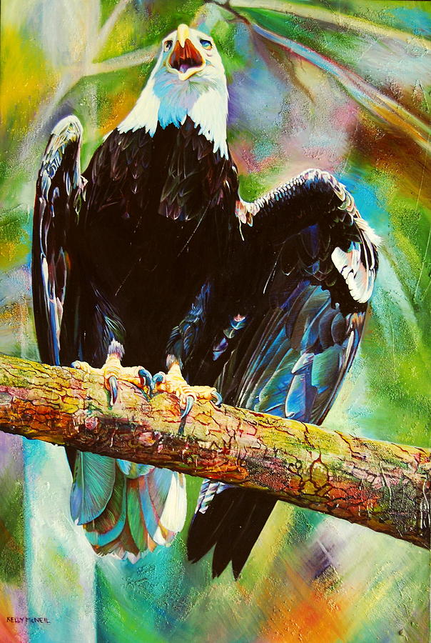 Bird Painting - Guardian Bald Eagle by Kelly McNeil