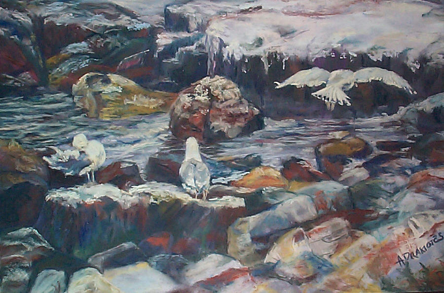 Acadia National Park Pastel - Guardians of the Cove by Alicia Drakiotes