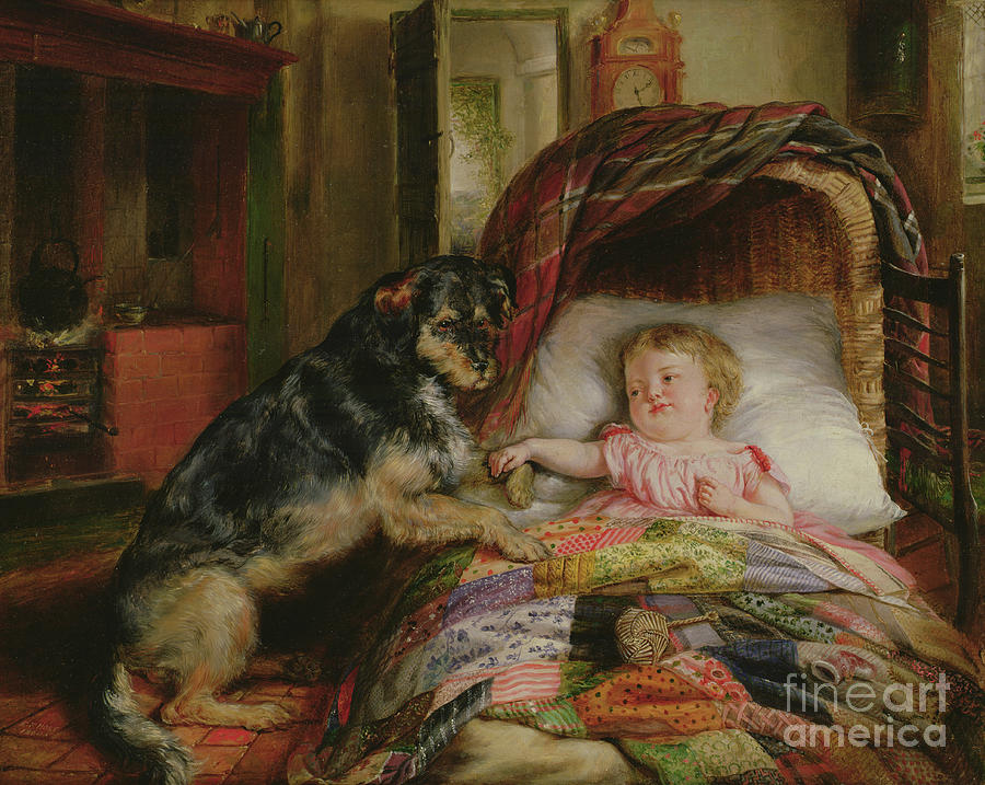 Guarding baby Painting by Edwin Frederick Holt