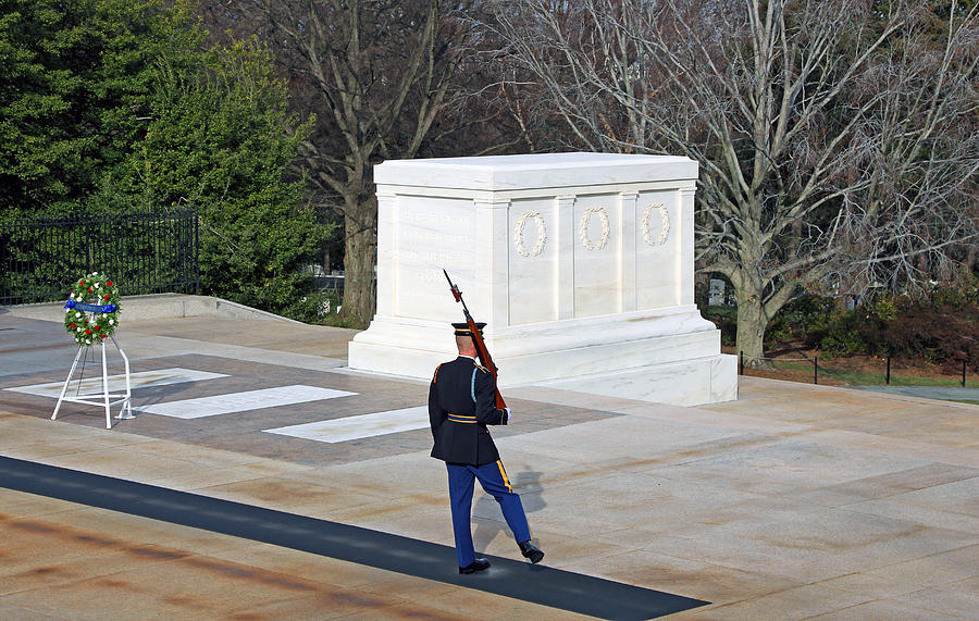 Guarding The Tomb Of The Unknown Soldiers With A Kick As He Turns Photograph by Cora Wandel