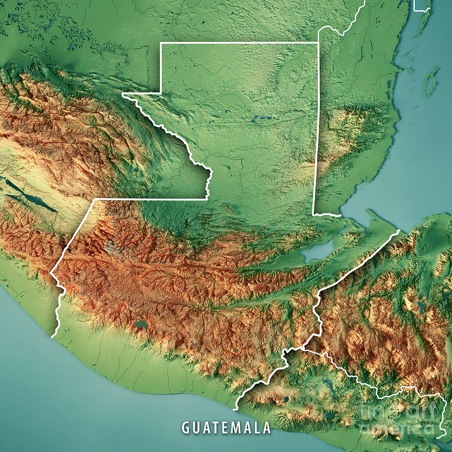 Guatemala Country 3d Render Topographic Map Border Frank Ramspott 