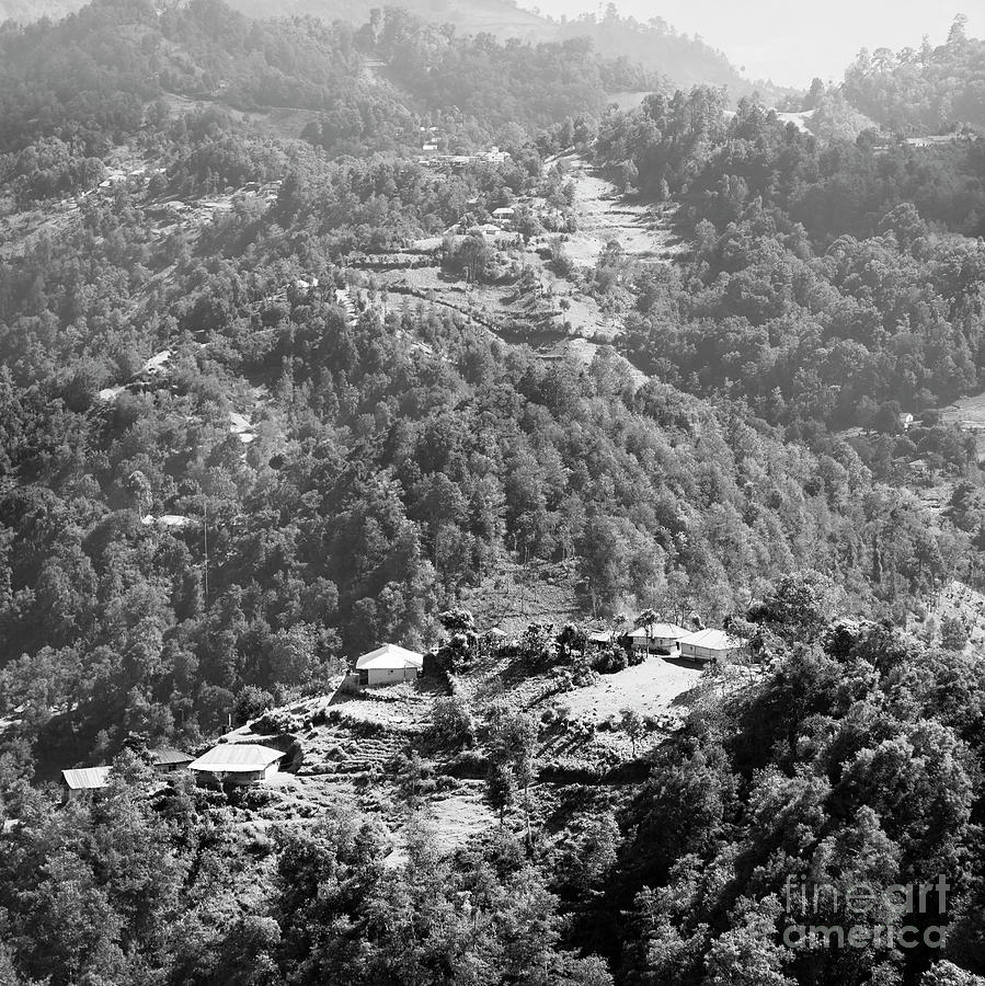 Guatemala Landscape Rural Village Black And White Photograph by THP Creative