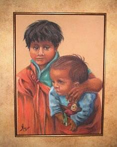 Native American Children Painting - Guatemalan Brothers by Margaret A Clark Price Native American Children Painting - Guatemalan Brothers by Margaret A Clark Price