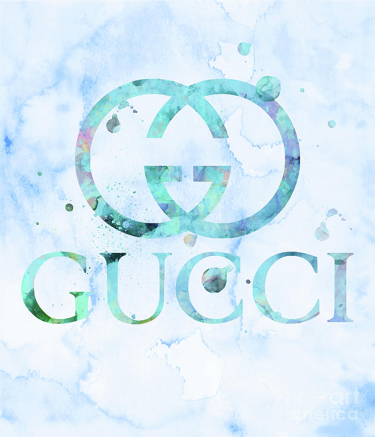 Gucci Logo Sky Blue 1 Digital Art By Del.