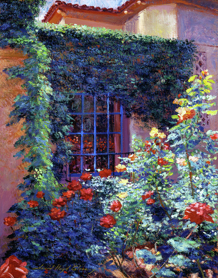 Garden Painting - Guesthouse Rose Garden by David Lloyd Glover