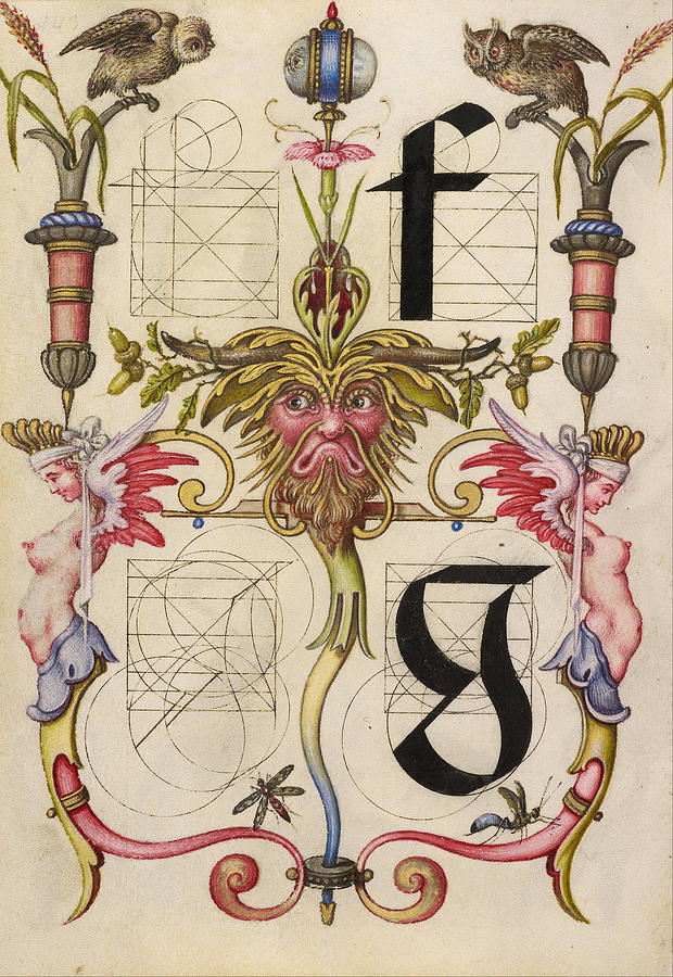 Guide for Constructing the Letters f and g Drawing by Joris Hoefnagel