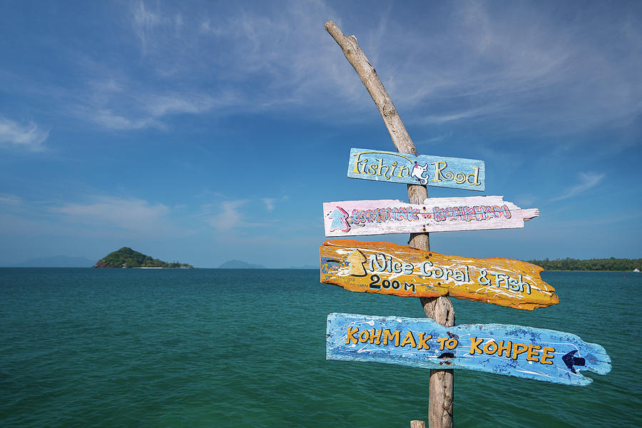 Guide post in Koh Kam island Photograph by Anek Suwannaphoom