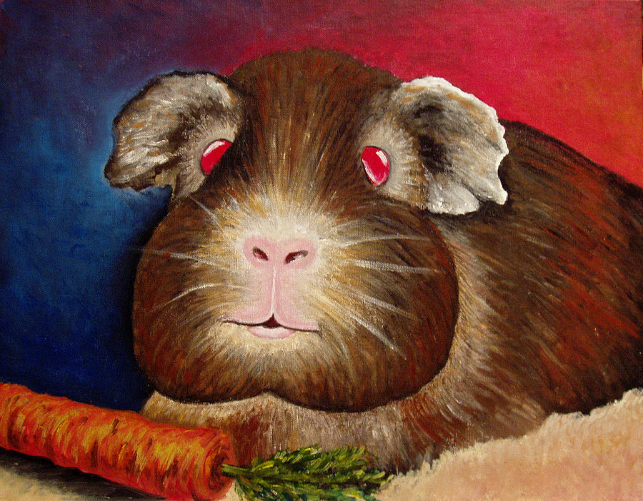 Guinea Pig Portrait Painting by Nancy Mueller