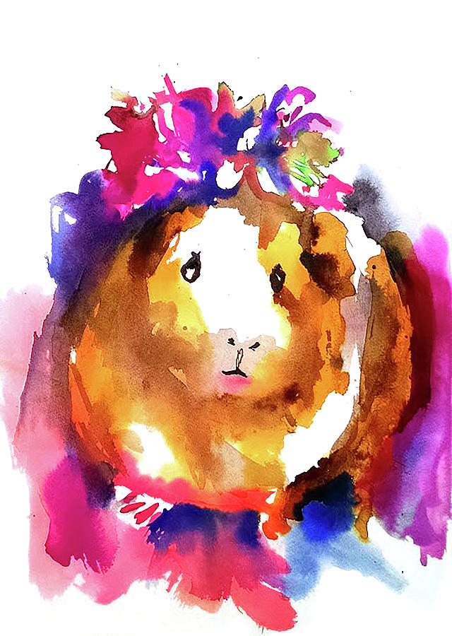 Guinea Pig with Flower Crown Painting by Emma Kaufmann - Fine Art America