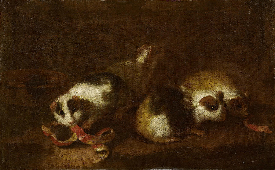Guinea pigs in a landscape Painting by Genoese School