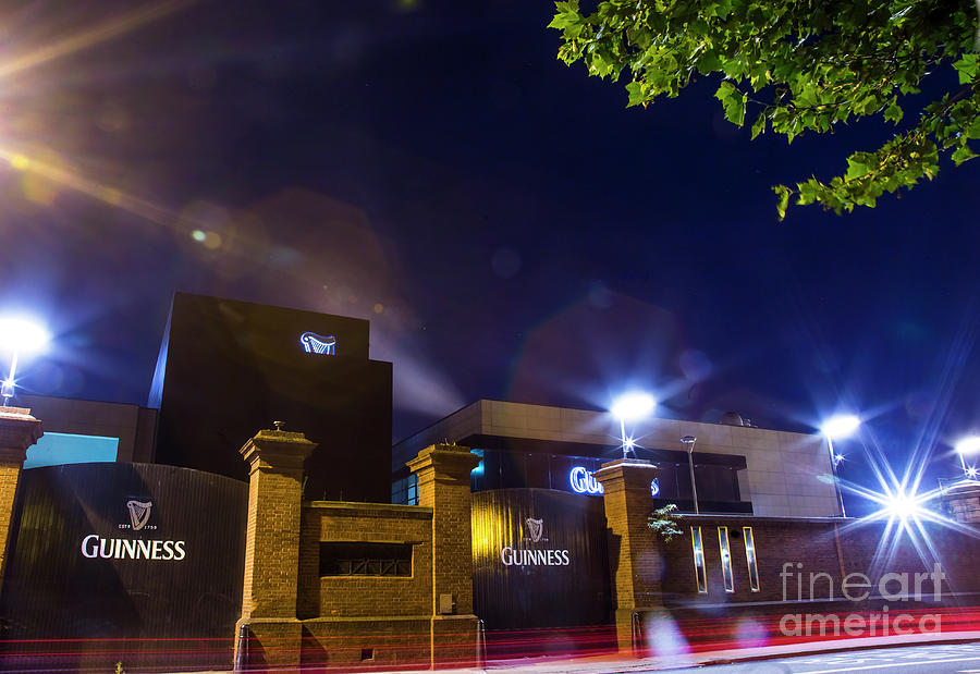 Sunset Photograph - Guinness Factory at Night Dublin Ireland 2 by Alex Art