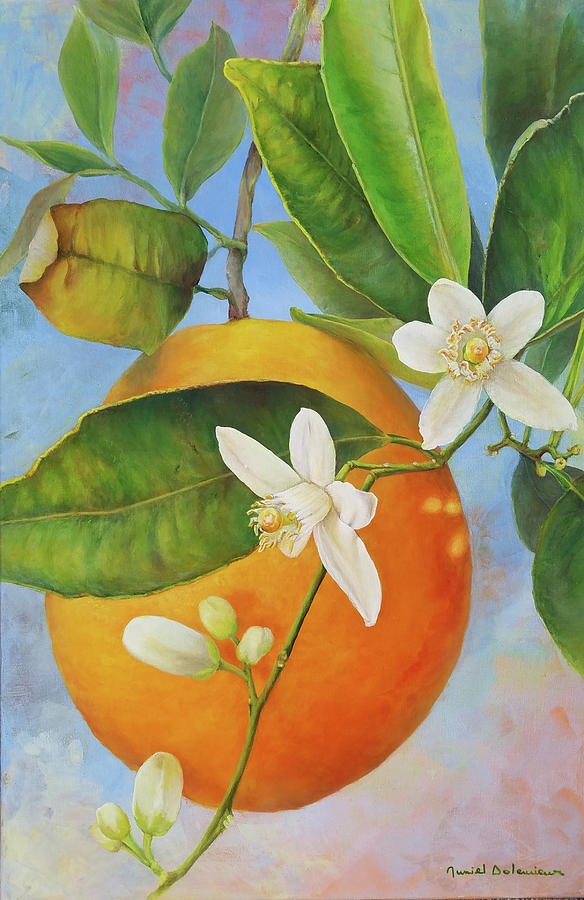 Guirlande Orange Painting by Muriel Dolemieux