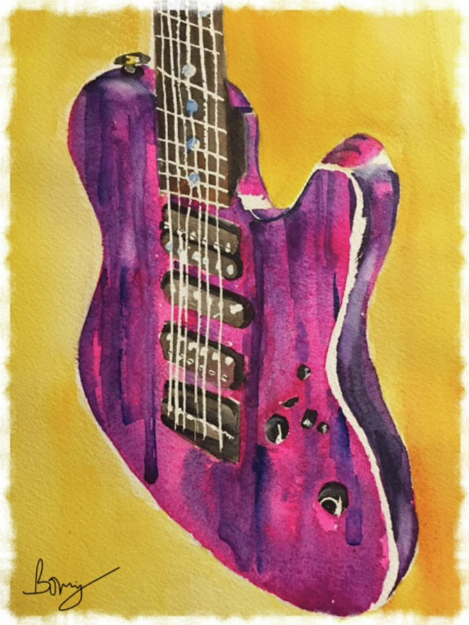 Purple Telecaster Painting by Bonny Butler