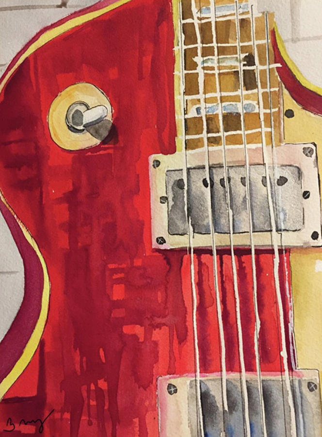Red Les Paul Painting by Bonny Butler