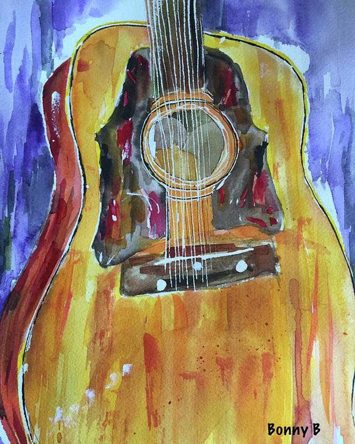 DAngelico Amber Archtop Painting by Bonny Butler