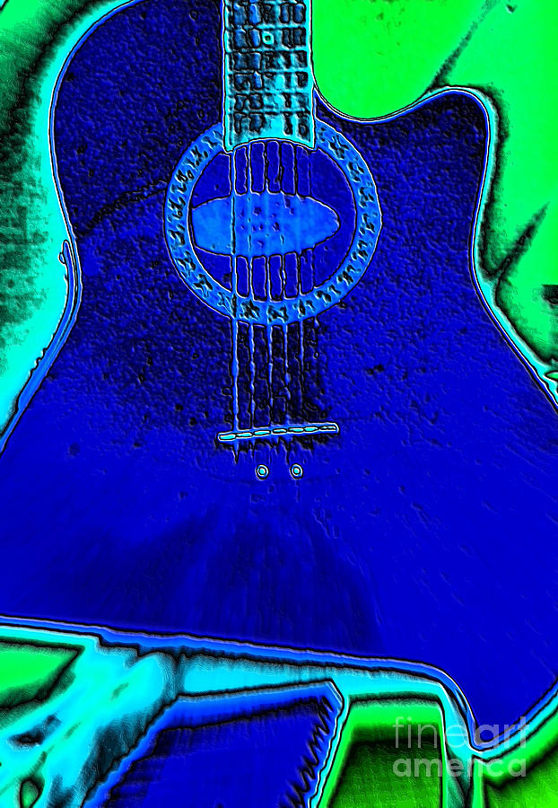 Guitar and Keys Abstract Digital Art by Wild Rose Studio