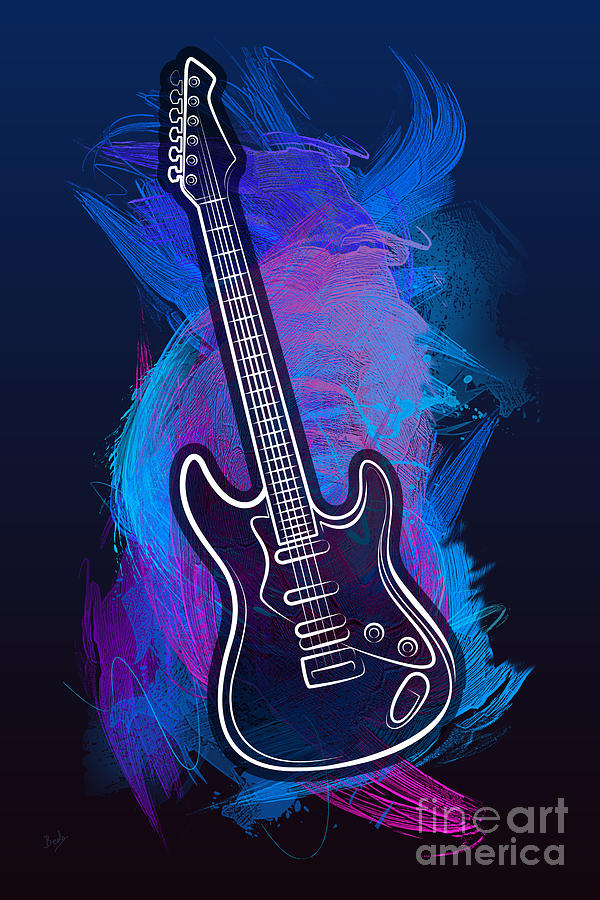 Abstract Digital Art - Guitar Craze by Peter Awax
