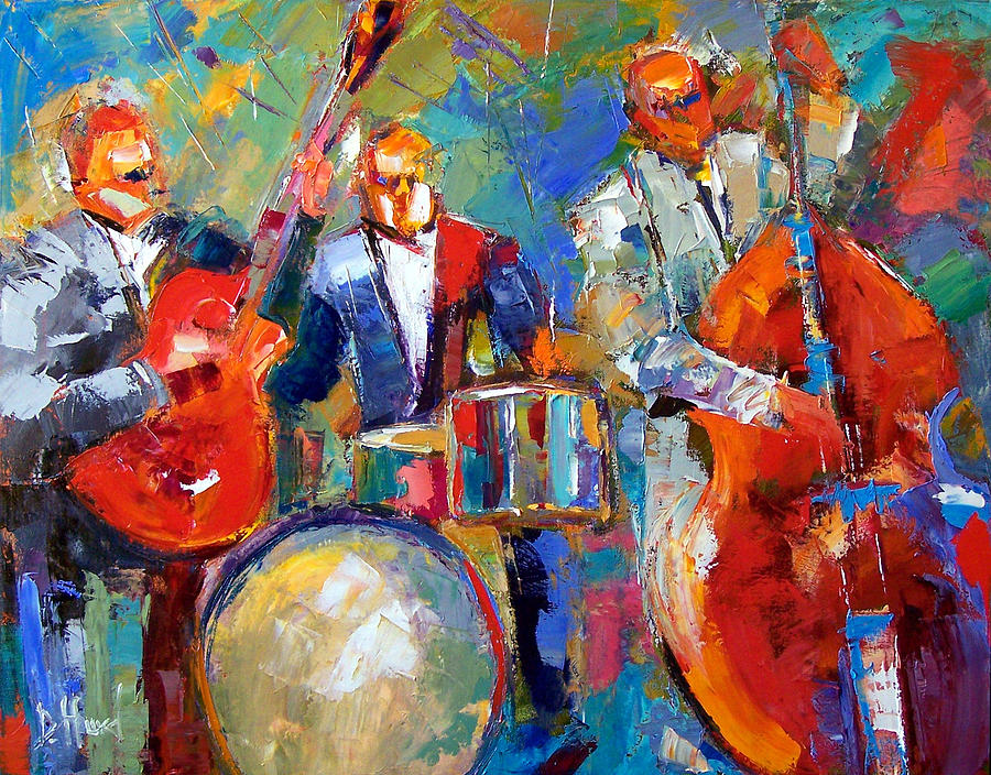Guitar Drums and Bass Painting by Debra Hurd Guitar Drums and Bass Painting by Debra Hurd