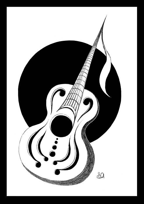 Guitar Drawing by Erla Alberts
