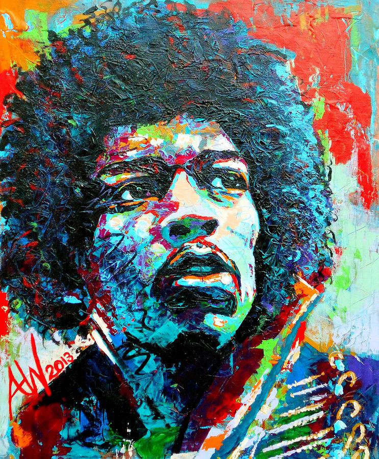 Jimi Hendrix Painting - Guitar Legend by Angie Wright