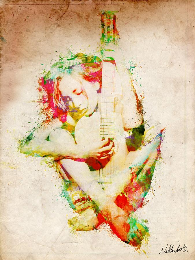 Guitar Digital Art - Guitar Lovers Embrace by Nikki Smith