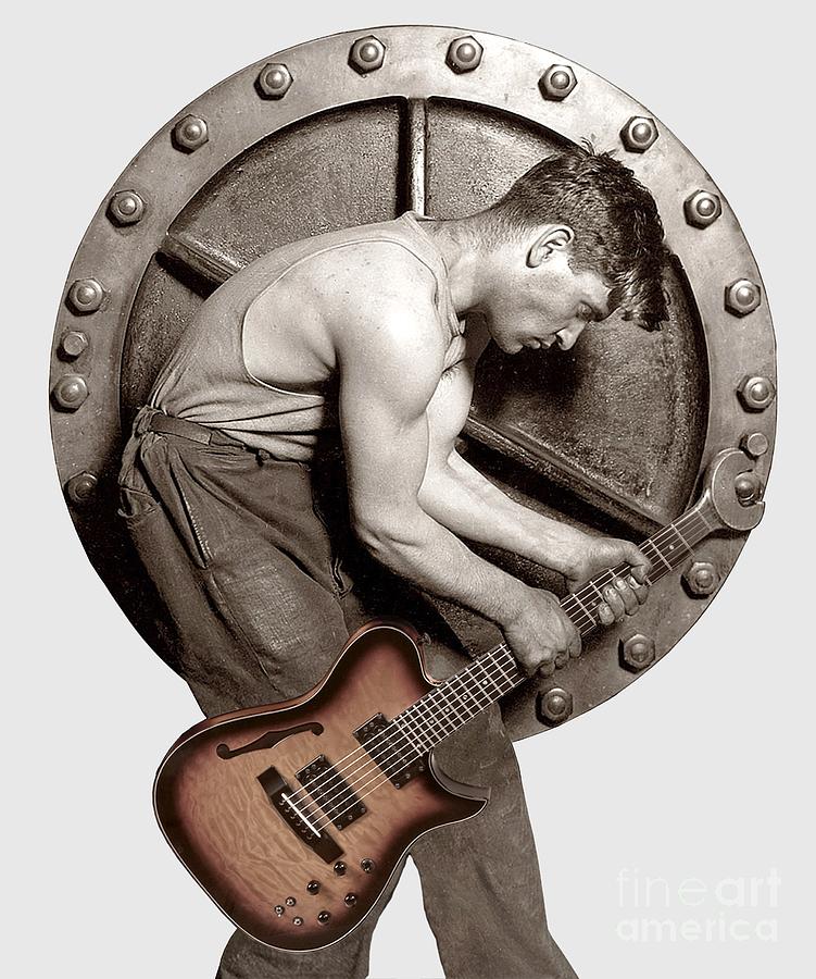 Guitar Mechanic T Shirt Photograph by Martin Konopacki Restoration