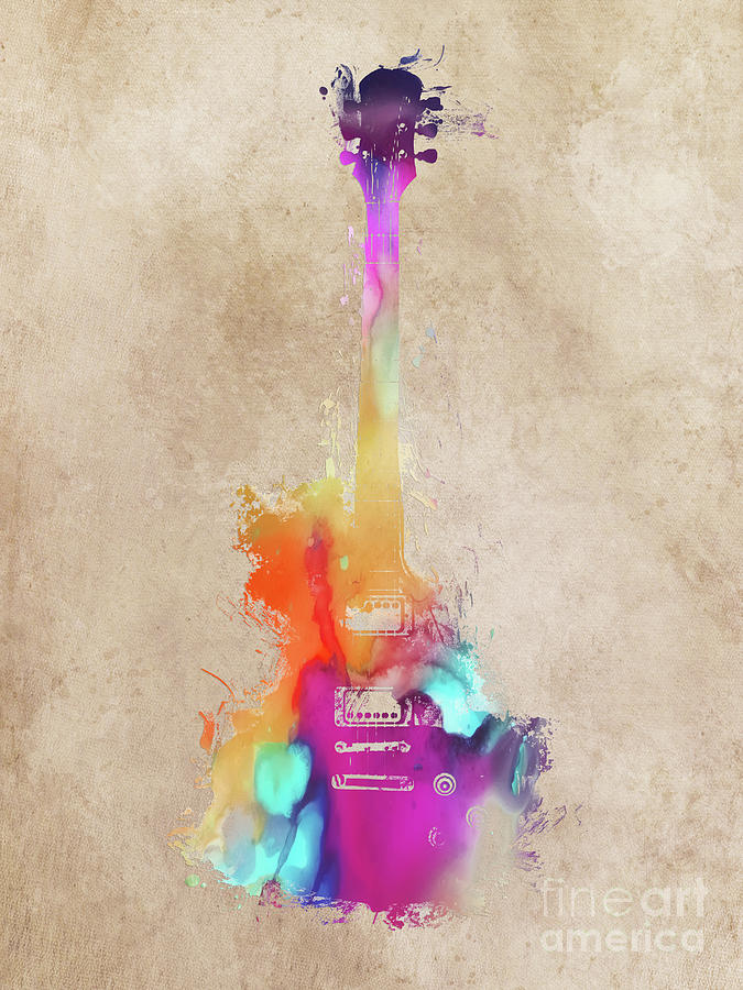 Music Digital Art - Guitar music instrument art by Justyna Jaszke JBJart