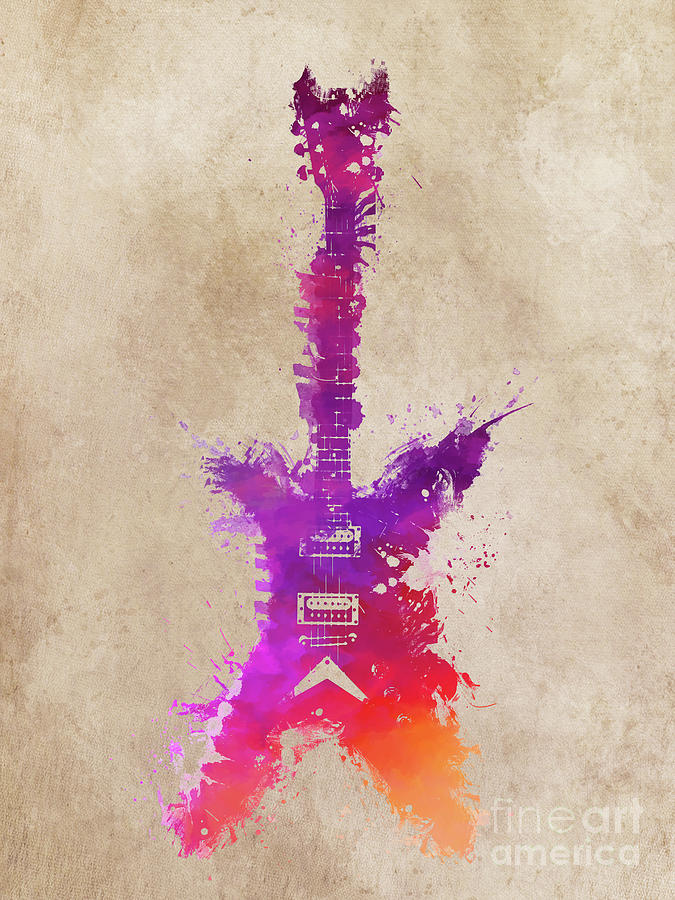 Guitar music instrument art purple Digital Art by Justyna Jaszke JBJart ...