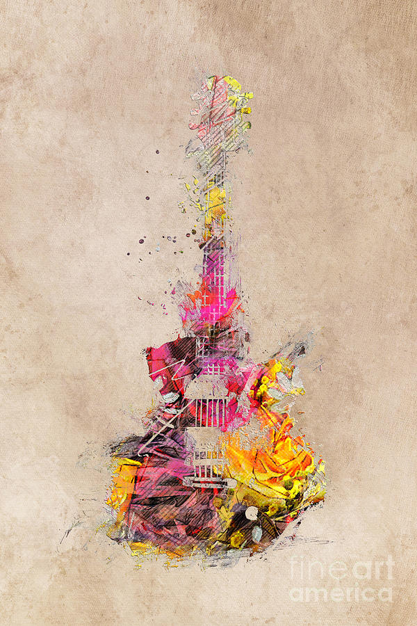 Guitar music instrument Digital Art by Justyna Jaszke JBJart