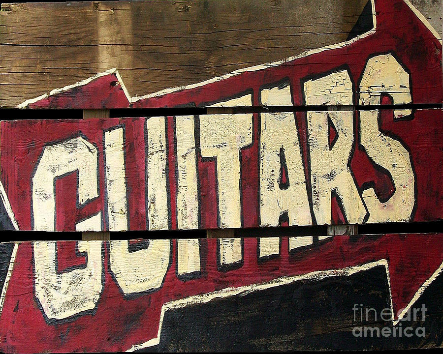 Guitar Painting - Guitar on Wood Horizontal by Noelle Rollins