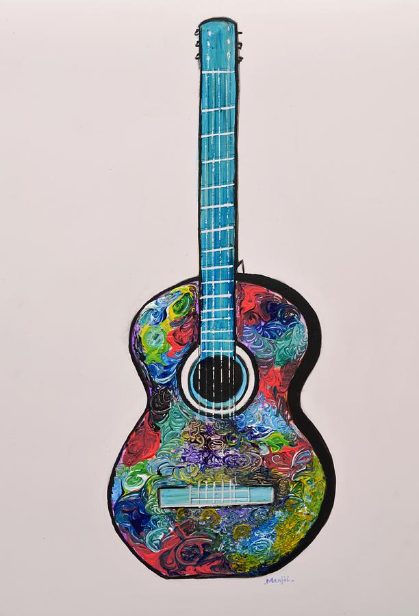 Guitar Painting By Manjiri Kanvinde Painting