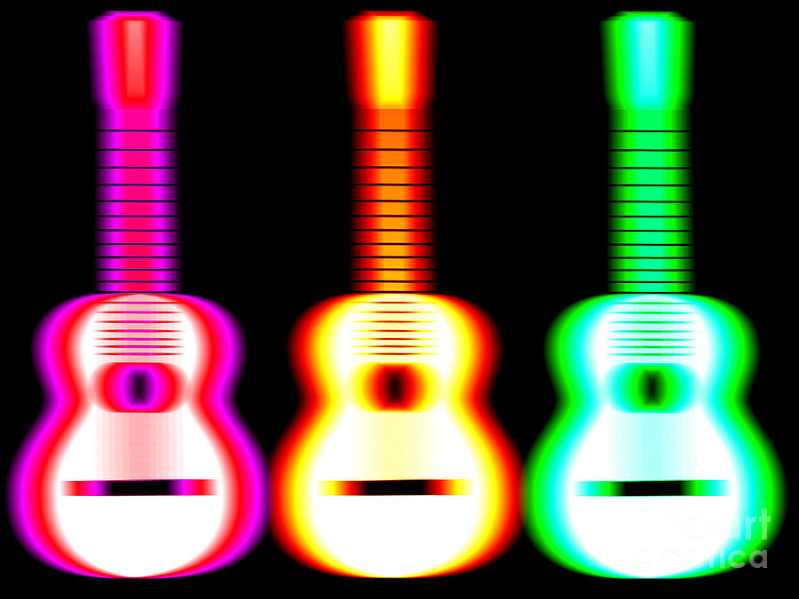 Abstract Digital Art - Guitars on Fire by Andy Smy
