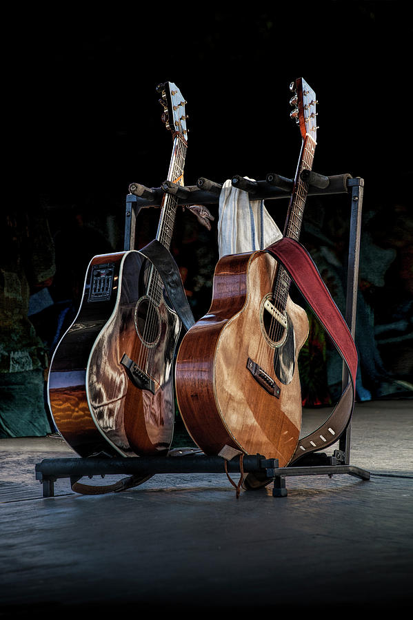 Guitars on Stage at an Outdoor Concert Photograph by Randall Nyhof