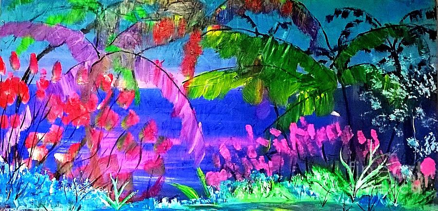 Gulf Breeze Palms Painting by James and Donna Daugherty