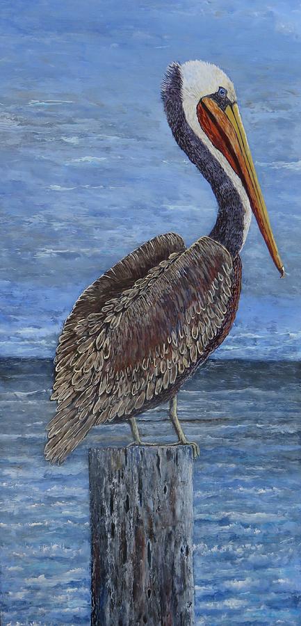 Gulf Coast Brown Pelican Painting by Suzanne Theis