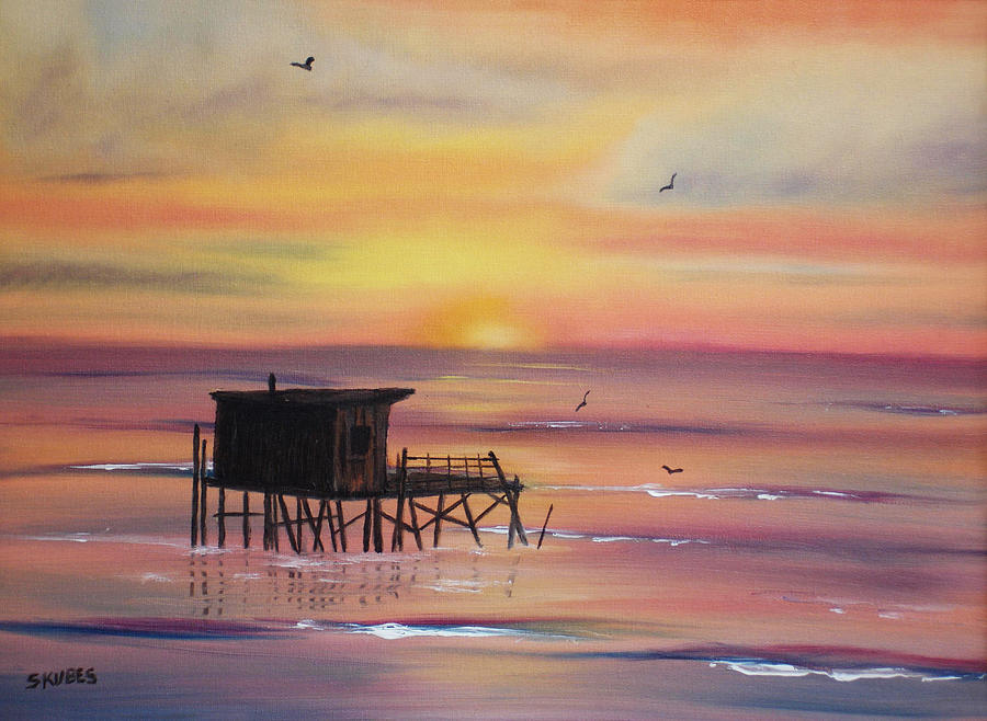 Gulf Coast Fishing Shack Painting by Susan Kubes