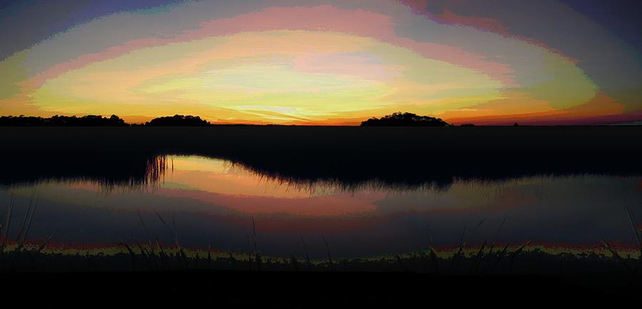 Gulf Coast Florida Marshes Sunset Painting by G Linsenmayer