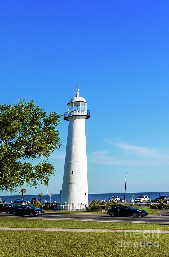 Gulf Coast Lighthouse Seascape Biloxi MS 3663c Photograph by Ricardos Creations