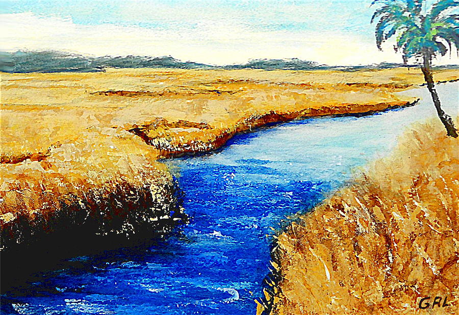 Gulf Coast Marsh II Detail Original Fine Art Painting Painting by G Linsenmayer