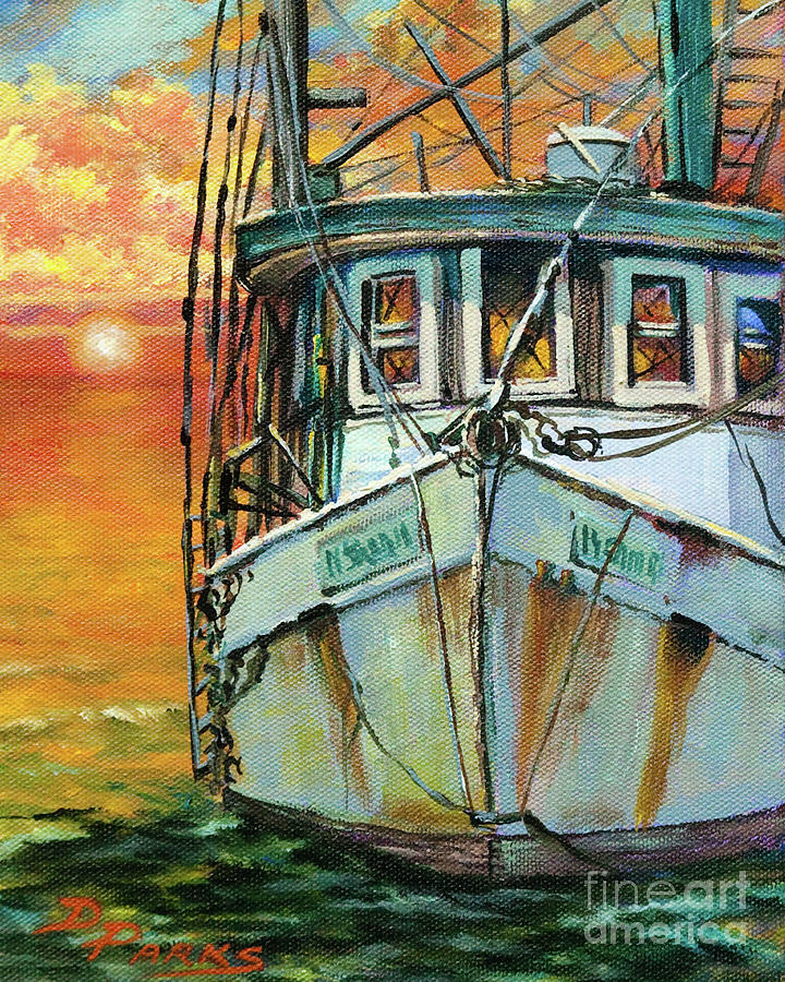 Sunset Painting - Gulf Coast Shrimper by Dianne Parks