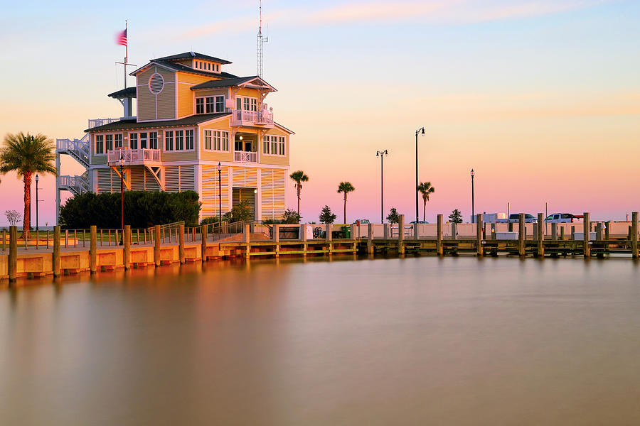 Gulfport Harbor Masters Office - Mississippi - Sunset Photograph by Jason Politte